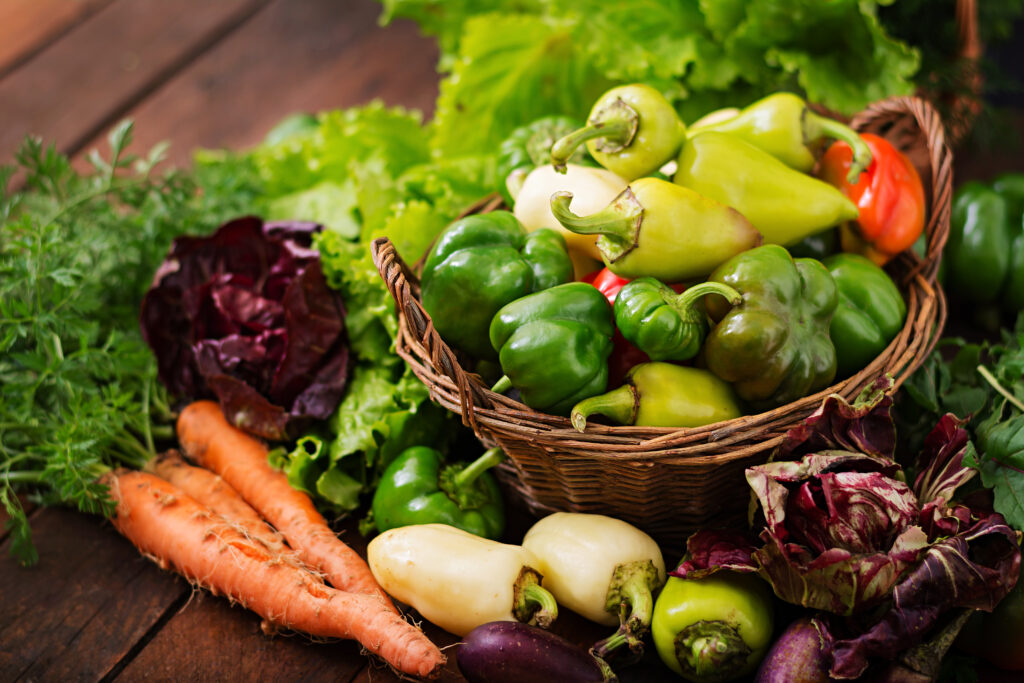 assortment vegetables green herbs market vegetables basket